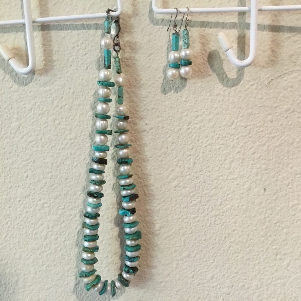 Turquoise & Fresh Water Pearl Necklace/Earrings—SOLD!!!